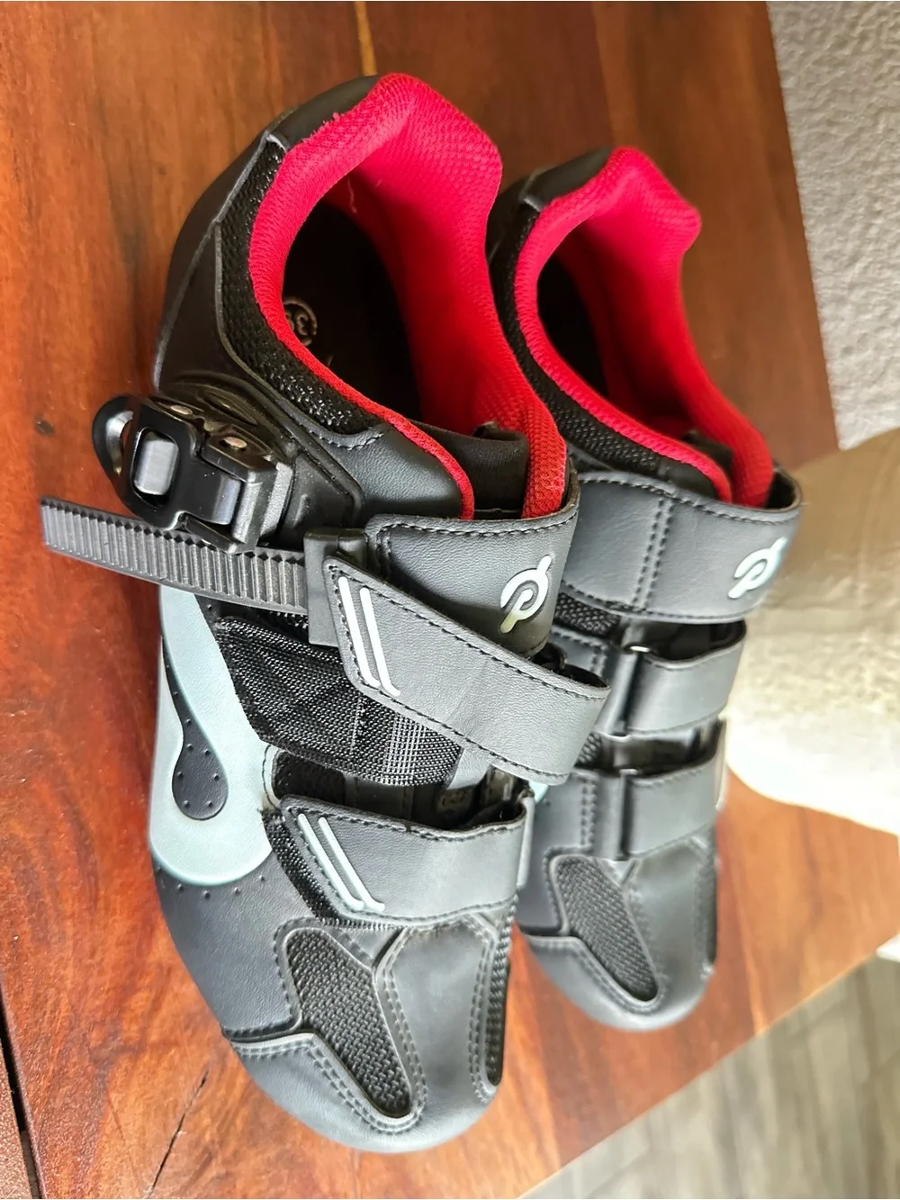 Peloton Black Kids Cycling Shoes with Pink Interior